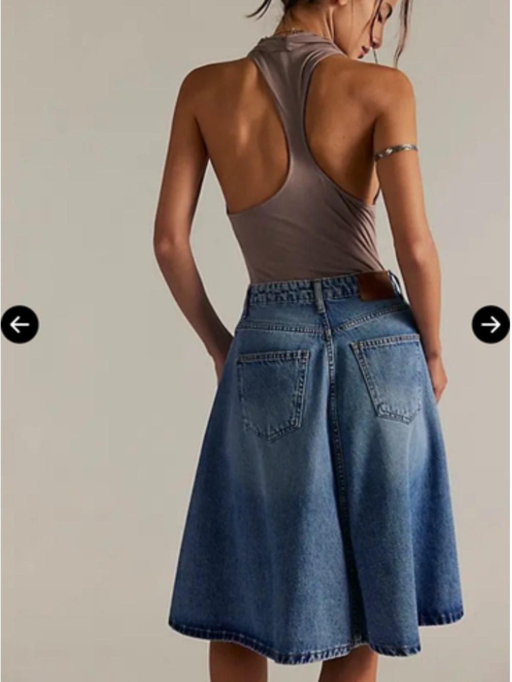 Free People Eclipse Denim Midi Skirt NWT 26 A-Line Full Sweep Sold Out - Picture 2 of 7